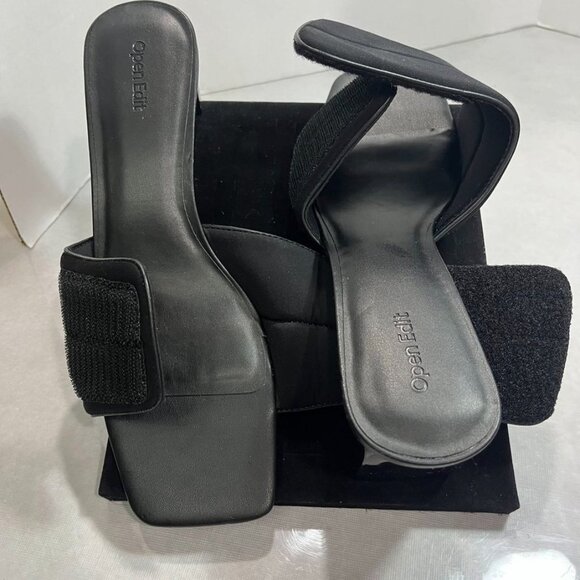 NEW Open Edit Cava Square Toe Mule Sandals Black Size 11 - Picture 6 of 12